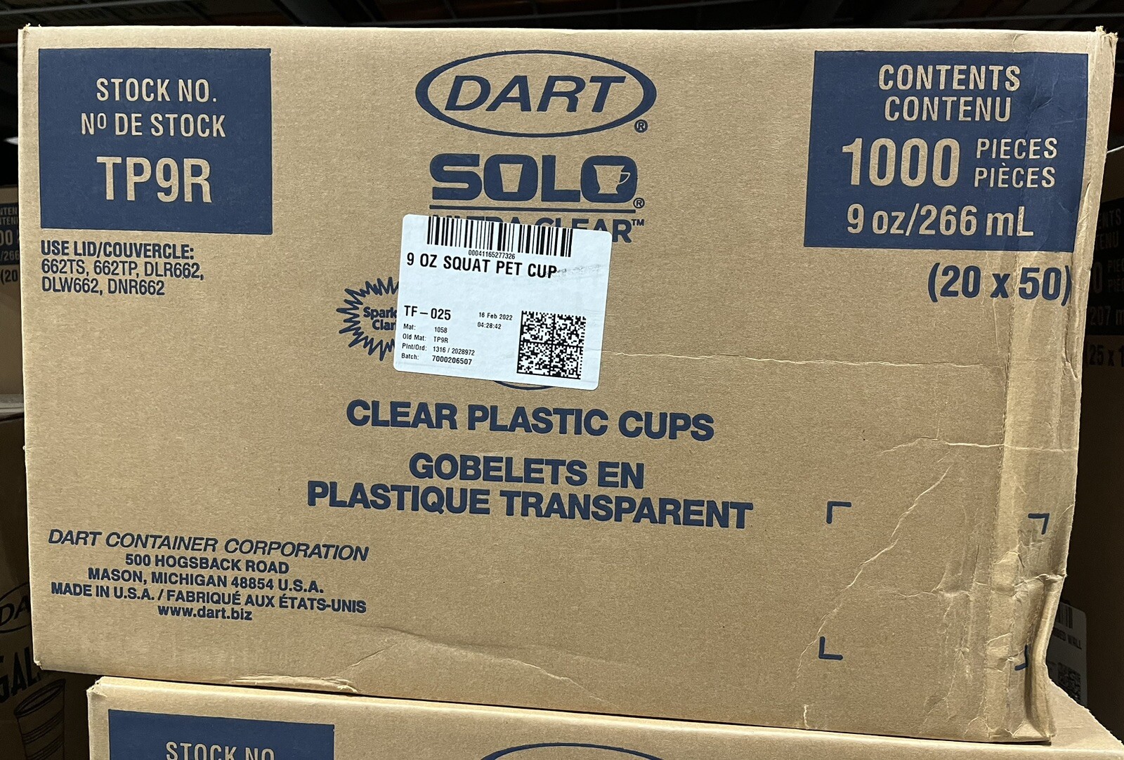 Dart TP9R Ultra Clear Pet Cups, 9 Oz, Squat, 50/bag, 20 Bags/carton
