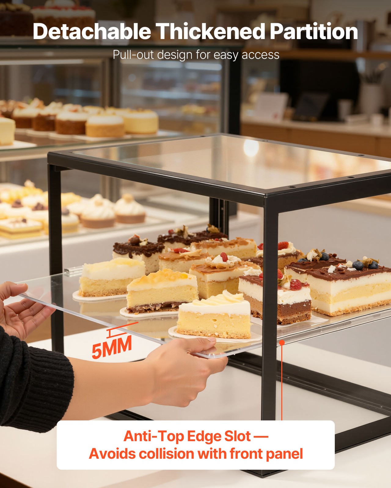 VEVOR Bakery Display Case Acrylic Countertop Pastry Case 2-Tier Sliding Door