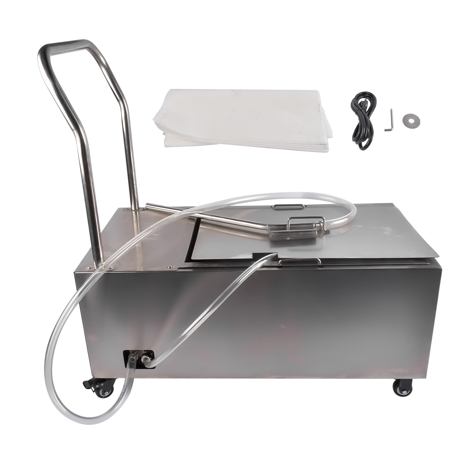 Fryer Oil Filter Cart Machine Commercial Cooking Oil Filtration System 370W