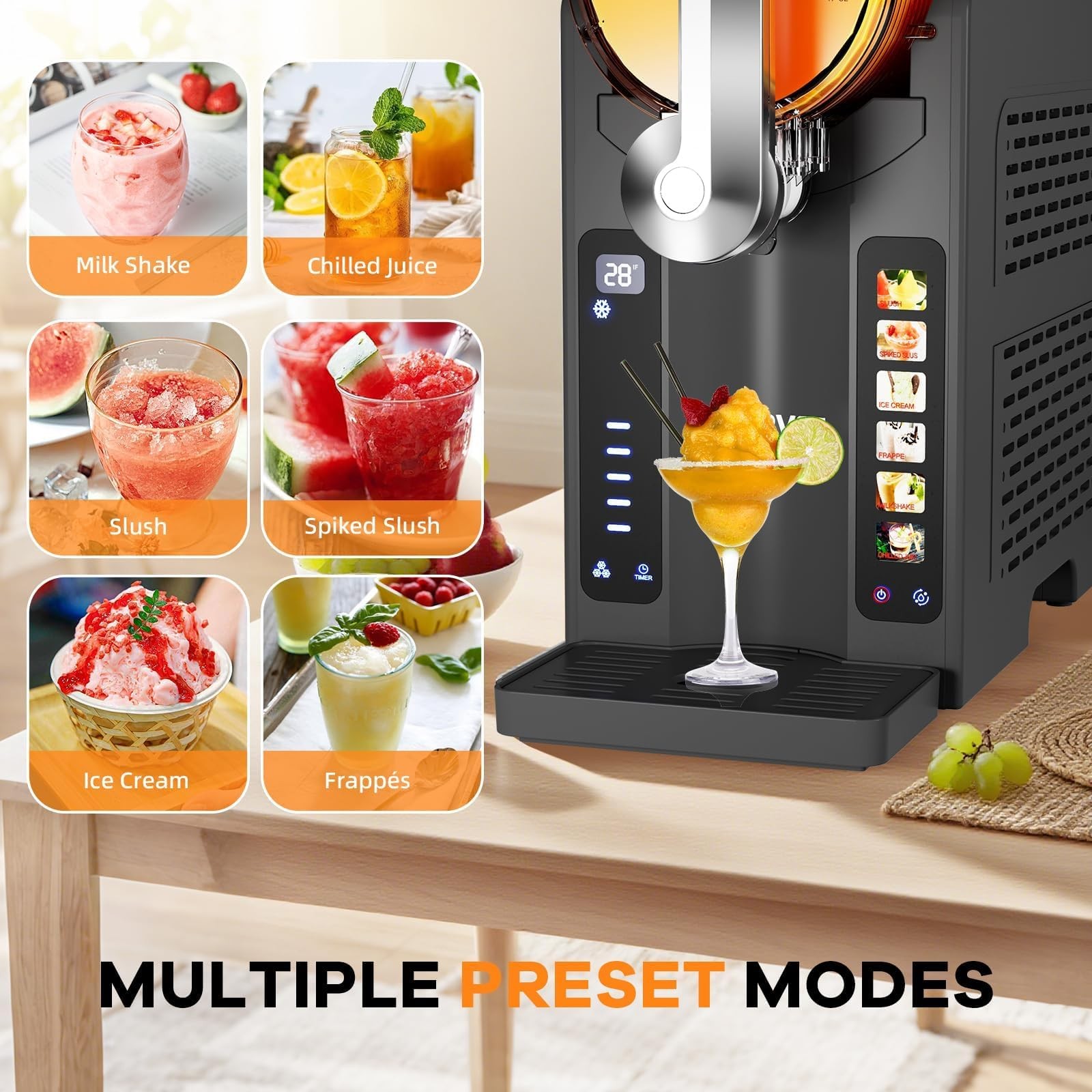 Slushie Machine 88oz Frozen Drink Maker with 6 Programs for Margaritas Smoothies