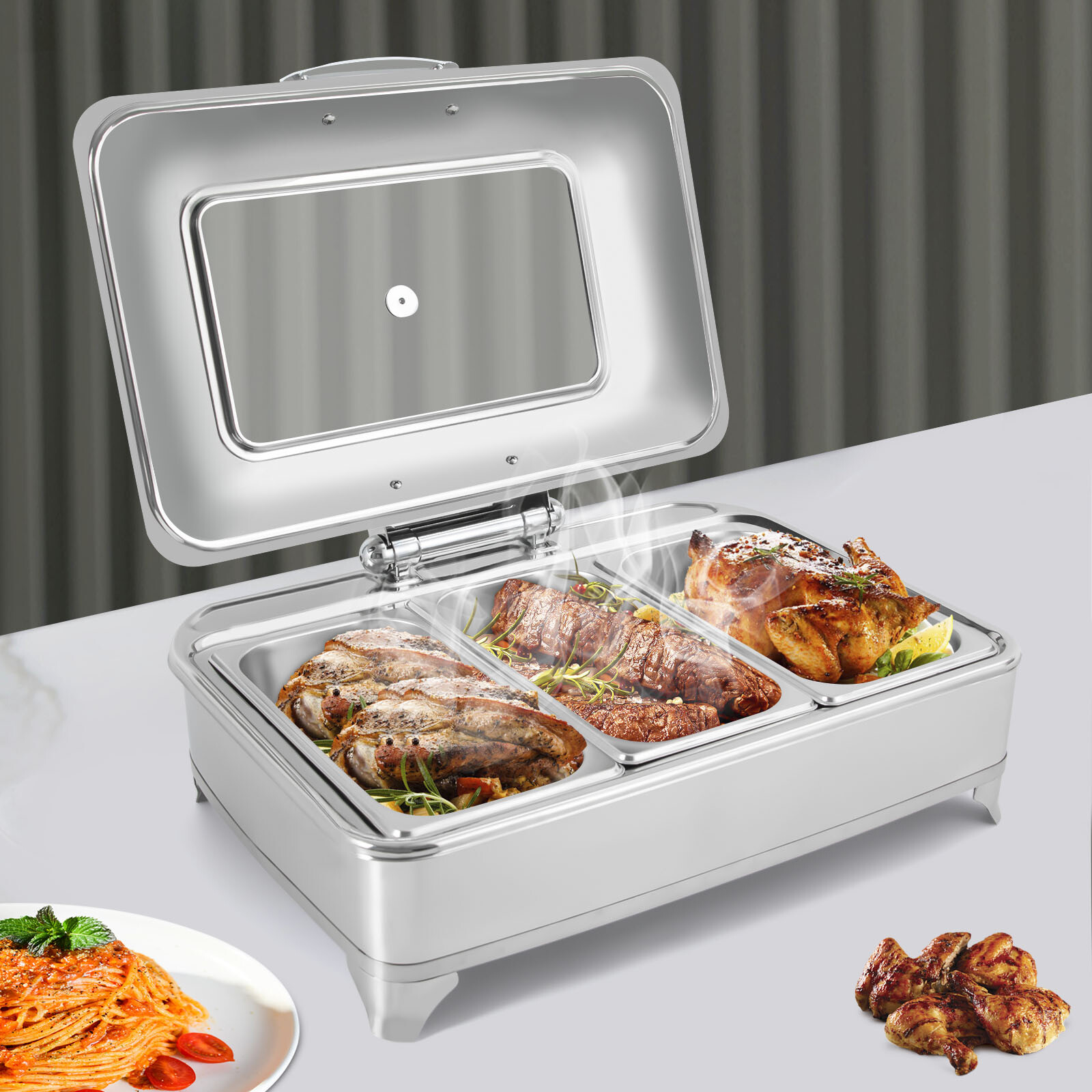 Electric Buffet Food Warmers Commercial Heat Food Countertop Silver Pizza Warmer