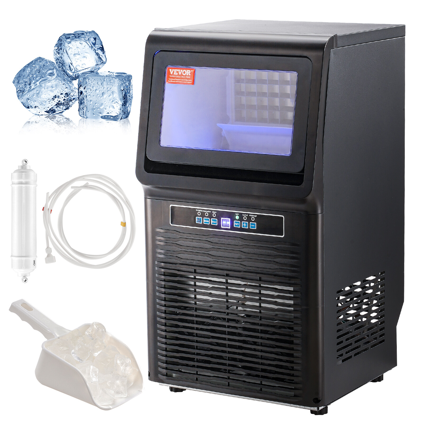 VEVOR 70lbs/24H Commercial Ice Maker Under Counter Freestanding ice Cube Machine