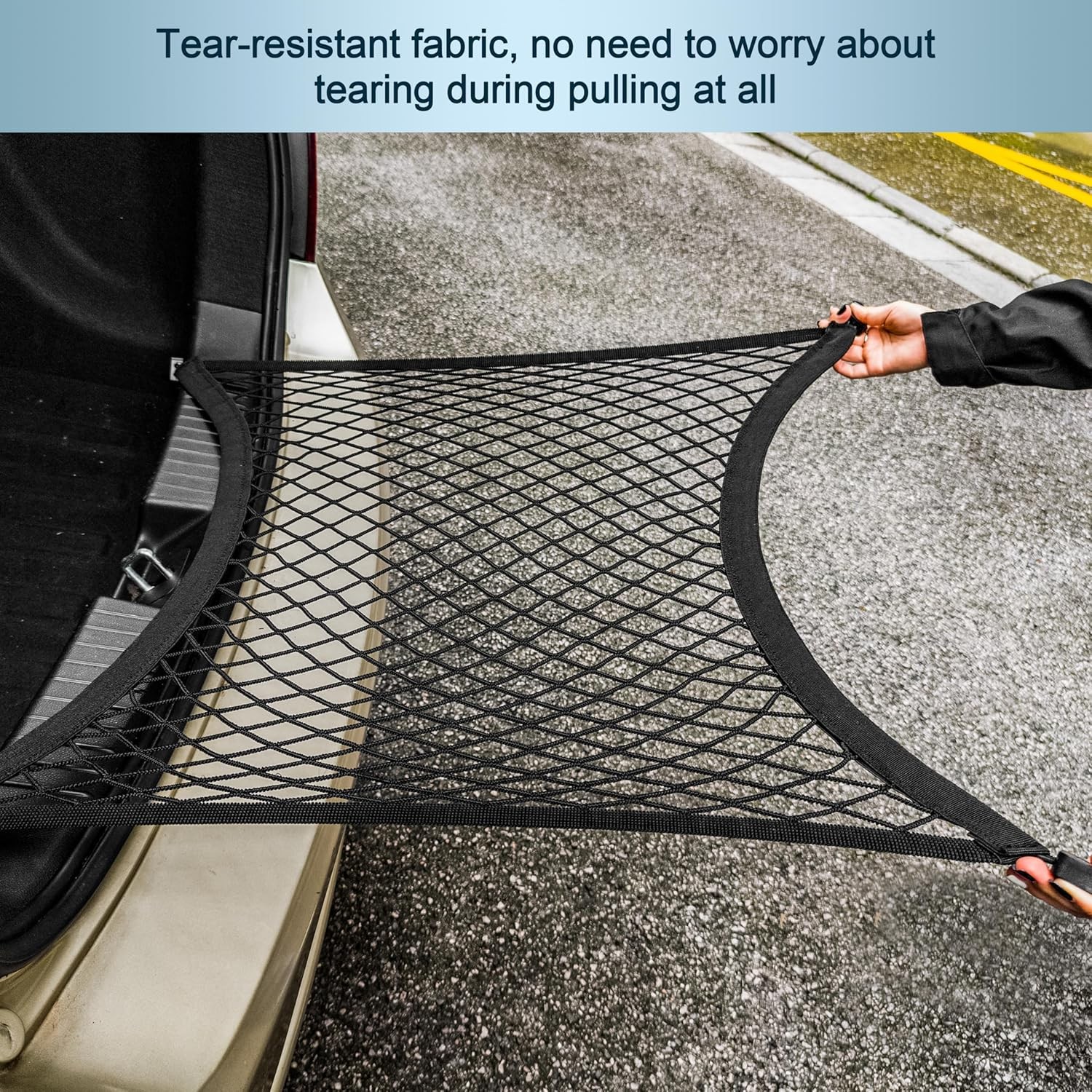 Spandex Truck Bed Net 120*120cm – 1-Layer +4 Plastic Hooks for Pickup Hauling