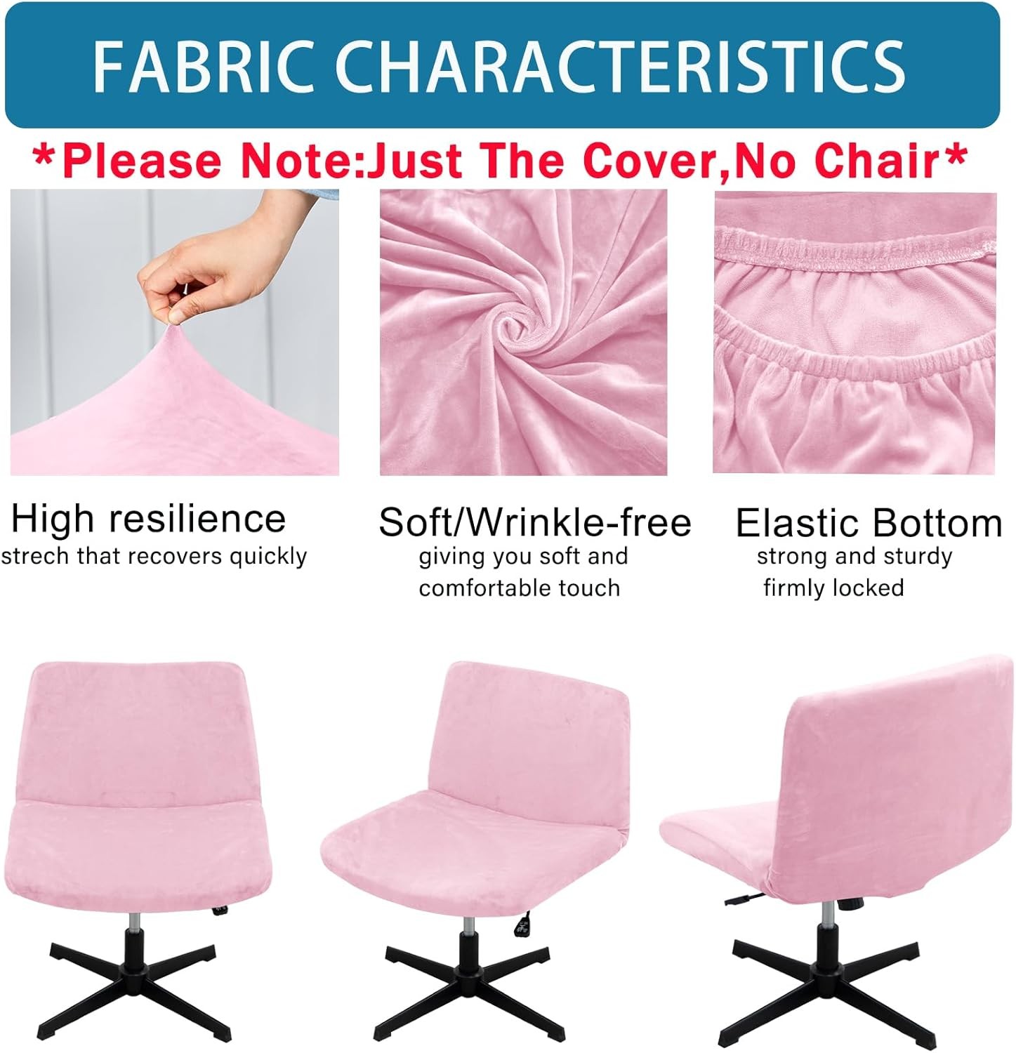 Criss Cross Chair Cover Vanity Chair Cover Waterproof and Elastic Armless Chair