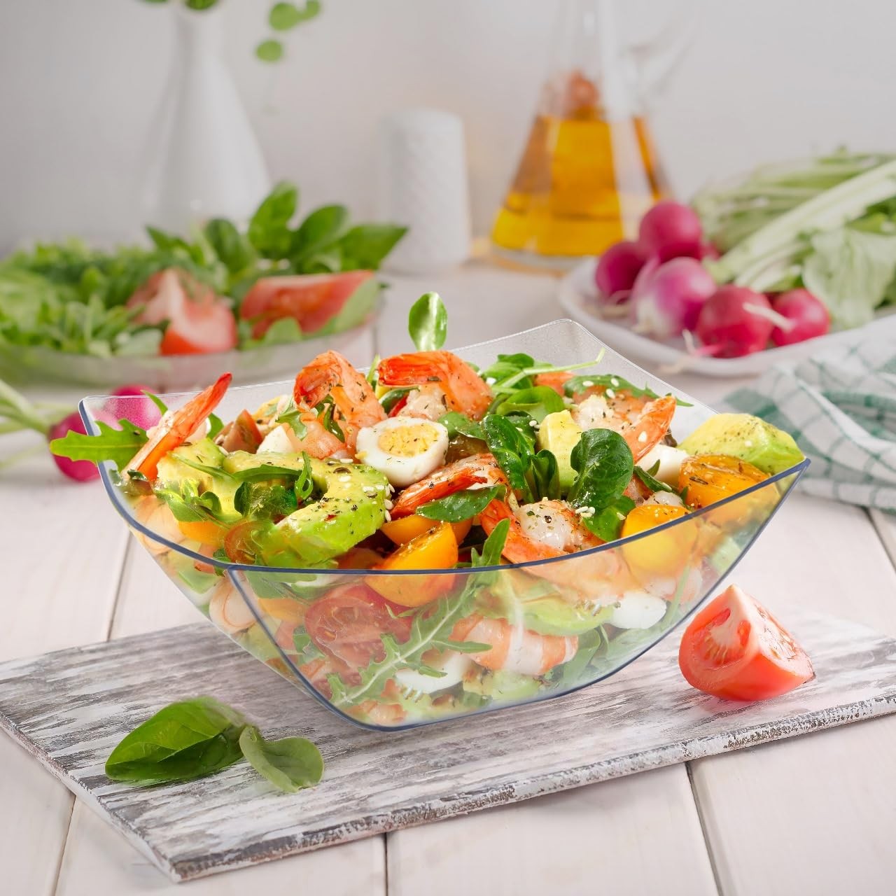 R-kay 6 Pack Extra Large Serving Bowl – 64 Ounce Plastic 64 OZ, Clear