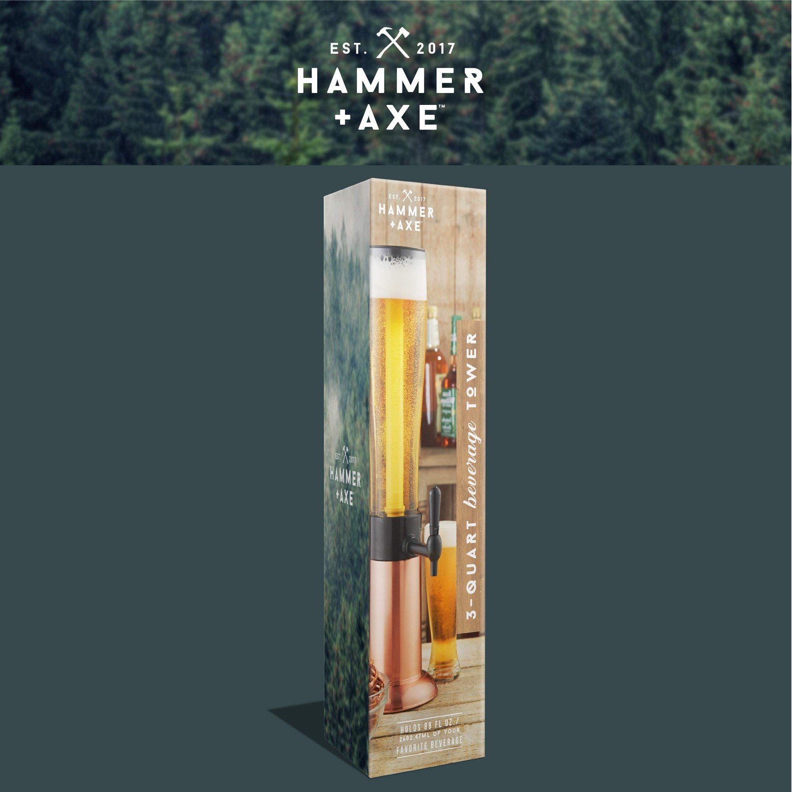 Hammer + Axe Hammer Axe Beverage Dispenser 88 Oz Party Drink Dispenser Ice Tube