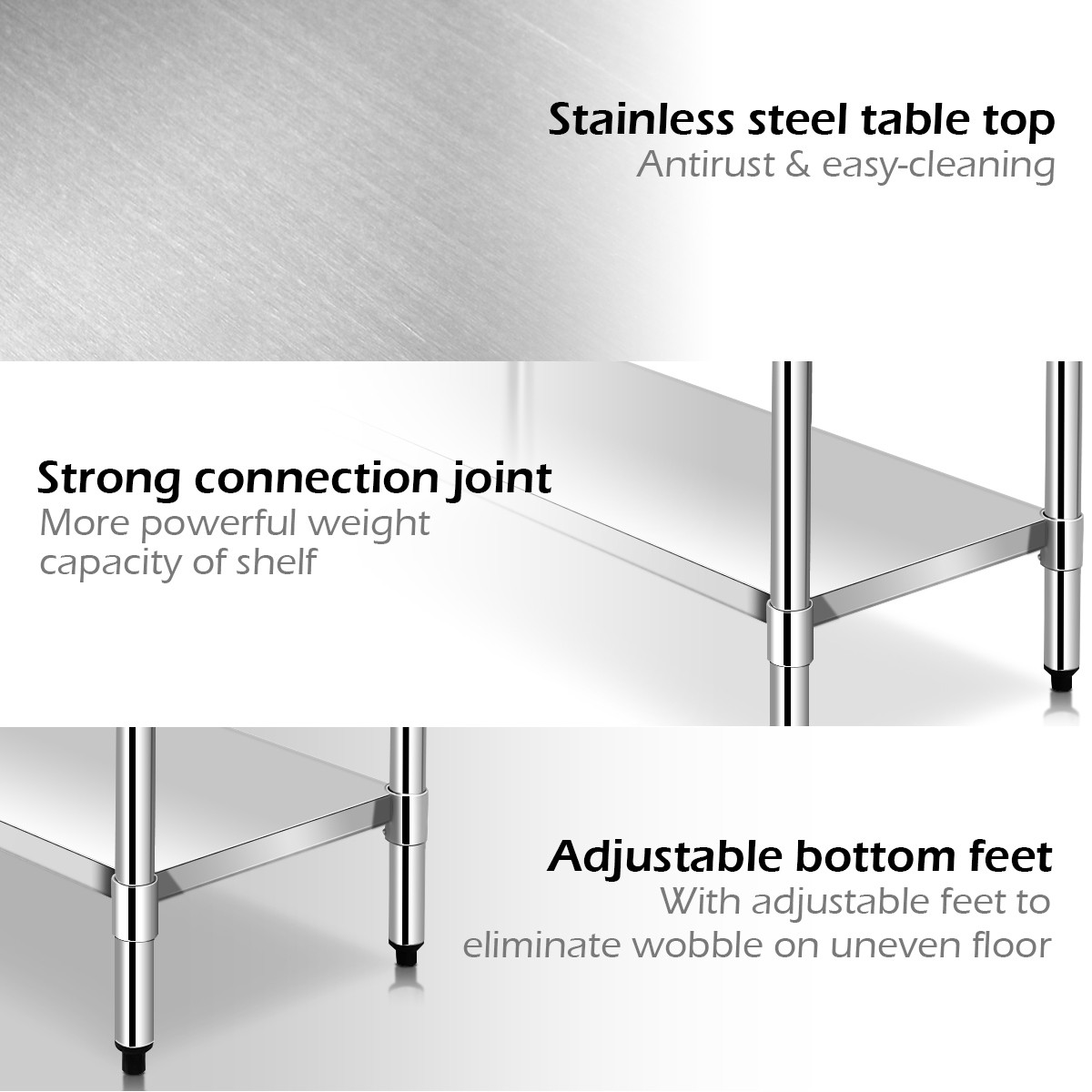 Costway 30″x48″ Stainless Food Prep Work Table Commercial Kitchen Home Silver