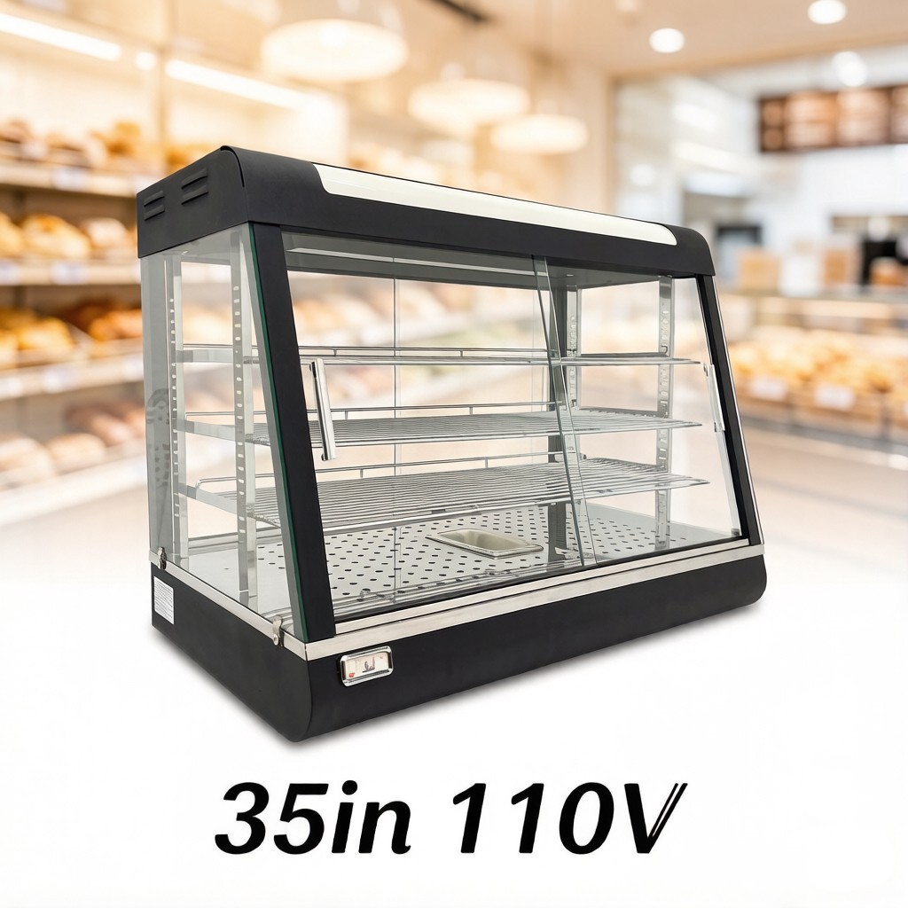 35in Commercial Desktop Food Display Cabinet Egg Tart Pizza Warmer Heating 110V