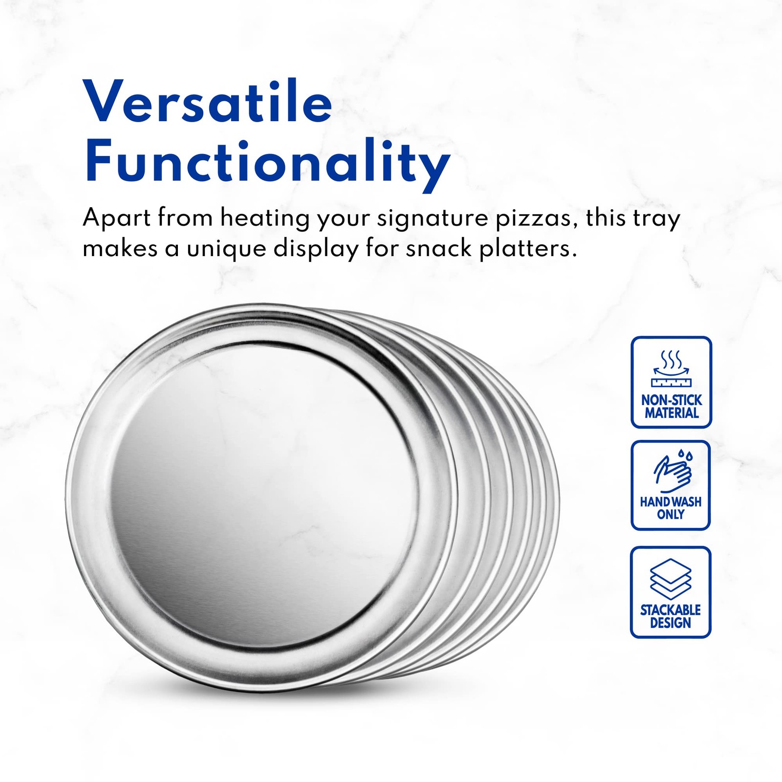 Silver 8 Inch Aluminum Pizza Pan Tray Restaurant Grade Baking Pan