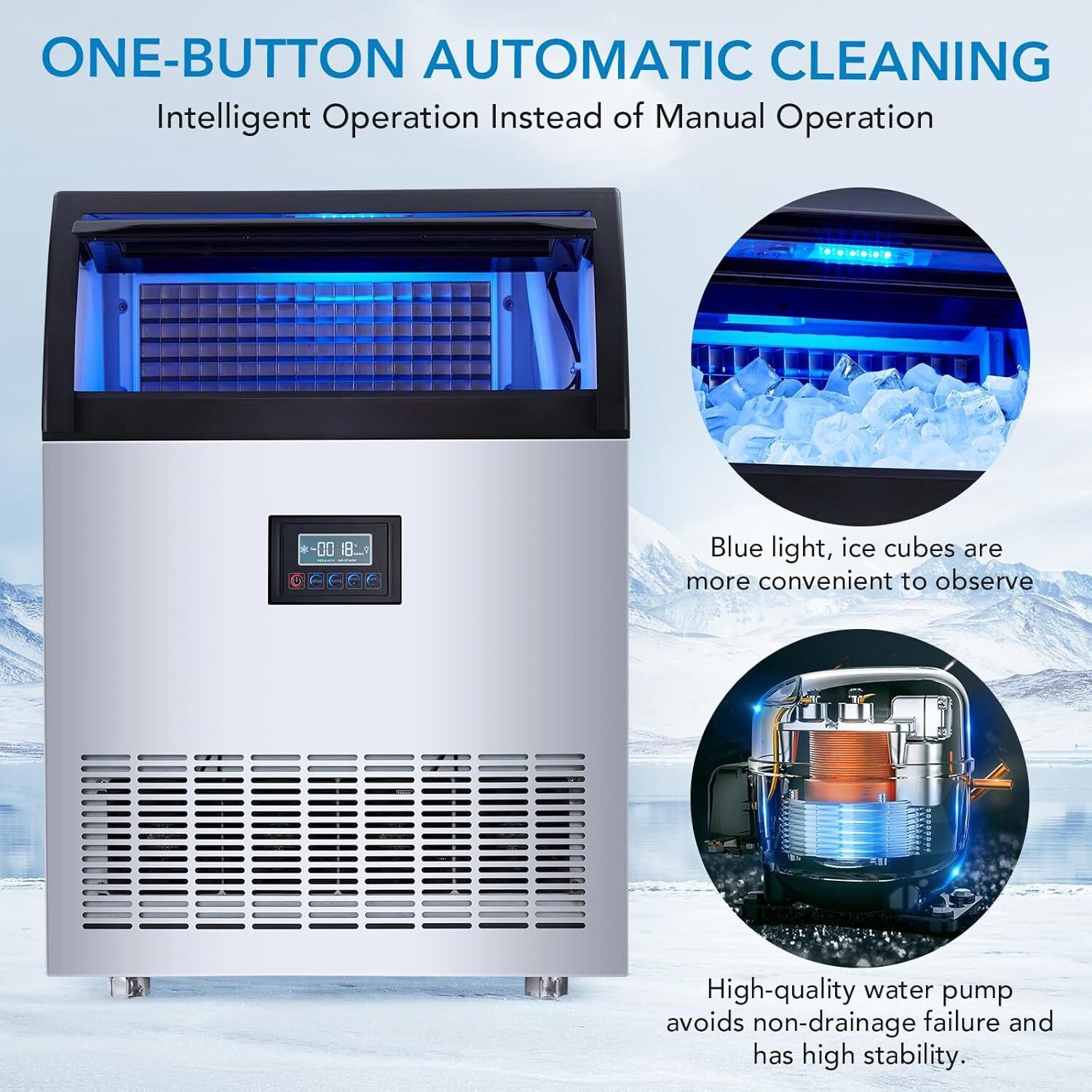 Built-in Commercial Ice Maker Stainless Steel Bar Restaurant Ice Cube Machine