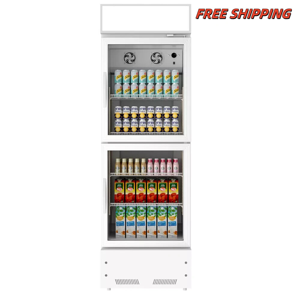 Commercial 2 Glass Door Merchandiser Refrigerator Display Cooler for Office Bar