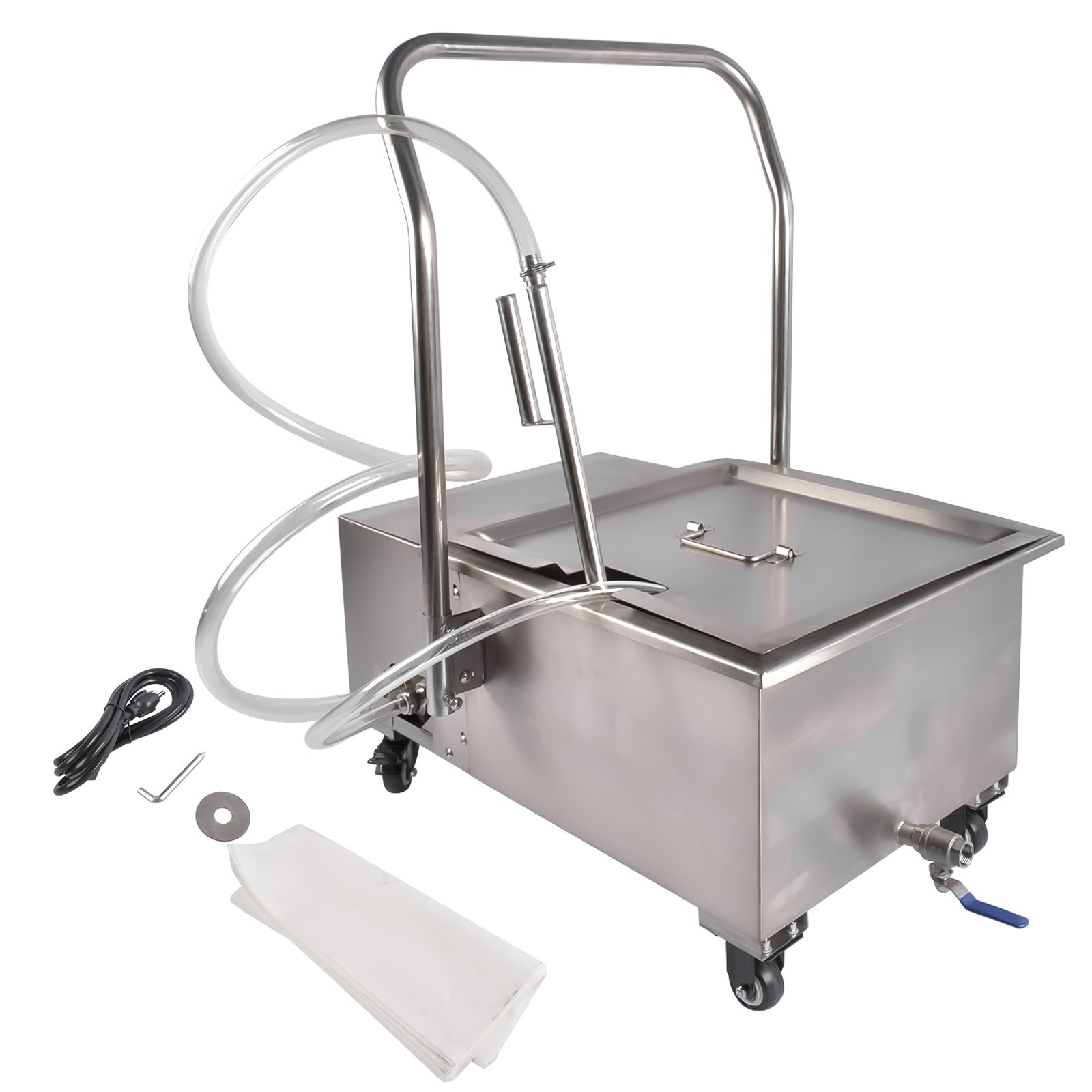 Fryer Oil Filter Cart Machine Commercial Cooking Oil Filtration System 370W