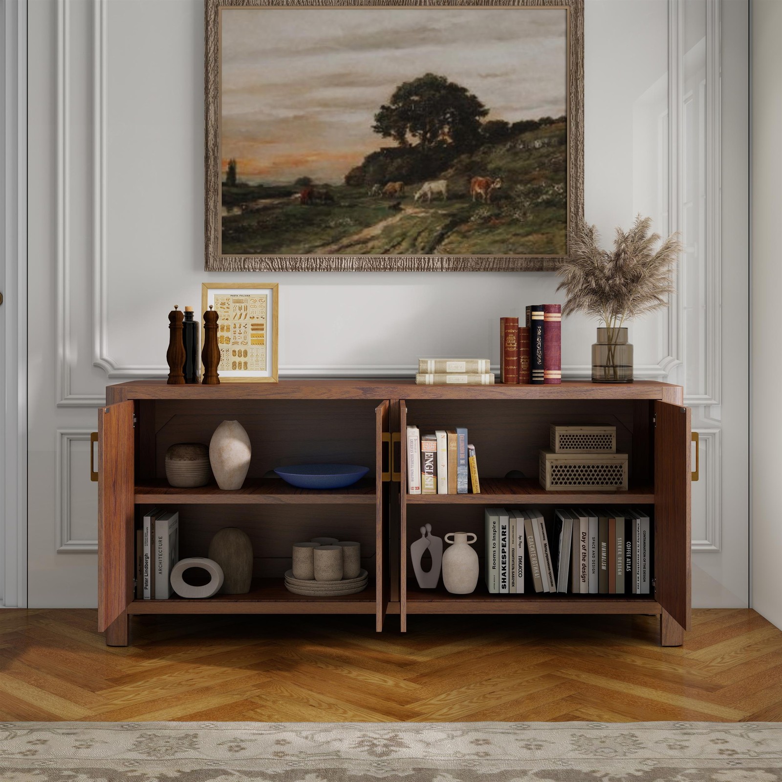 New Pacific Direct Trevin Buffet 72″ 4 Doors in Walnut