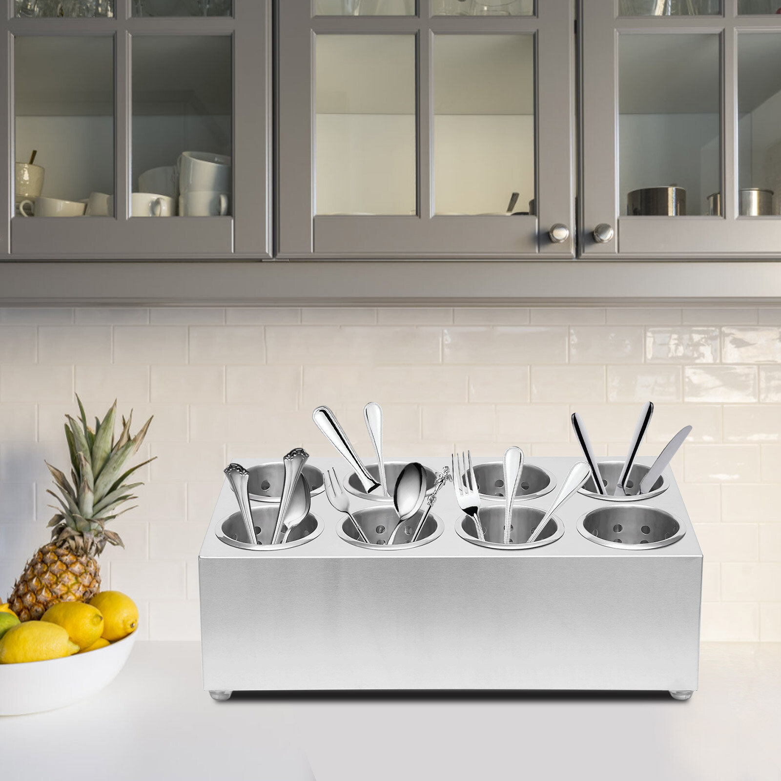 8 Hole Stainless Steel Flatware Holder Commercial Silverware Storage Organizer
