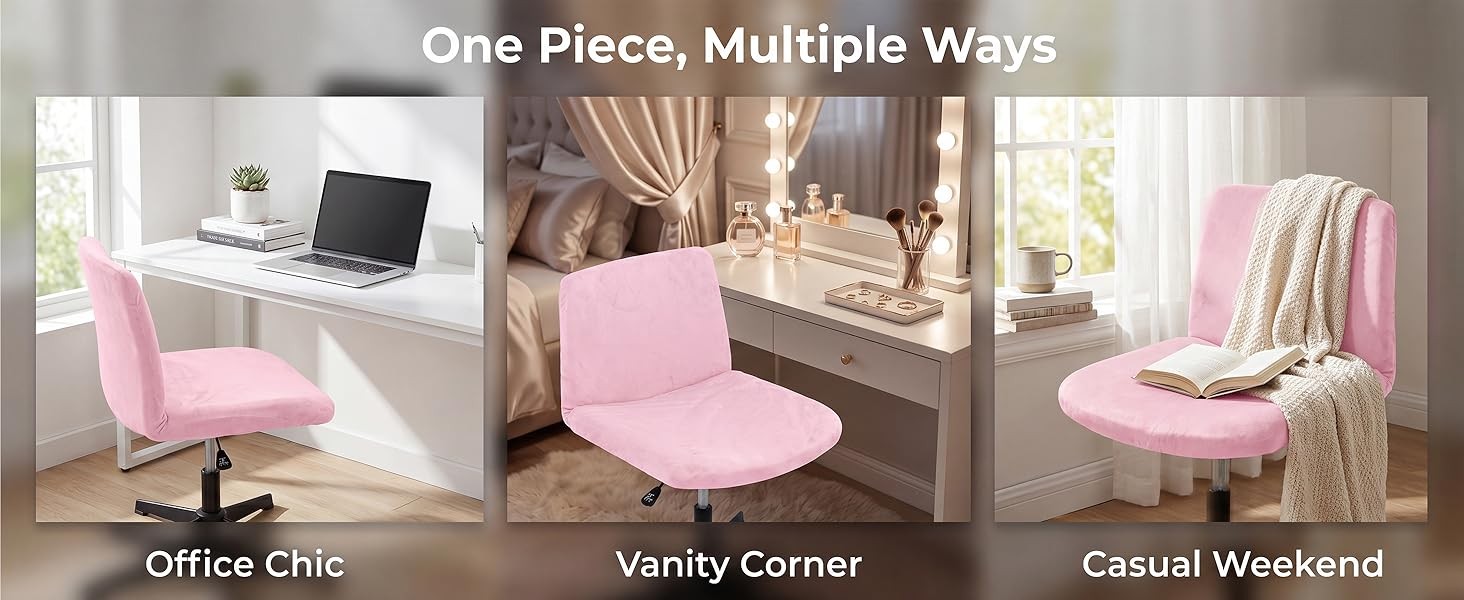 Criss Cross Chair Cover Vanity Chair Cover Waterproof and Elastic Armless Chair