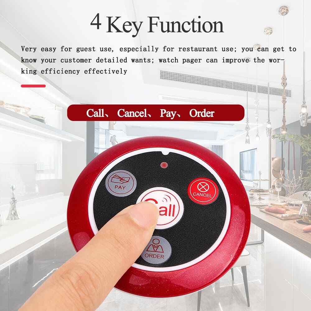 Retekess TD110 Wireless Calling System Waiter 2 Watch 30 Call Buttons Food Truck