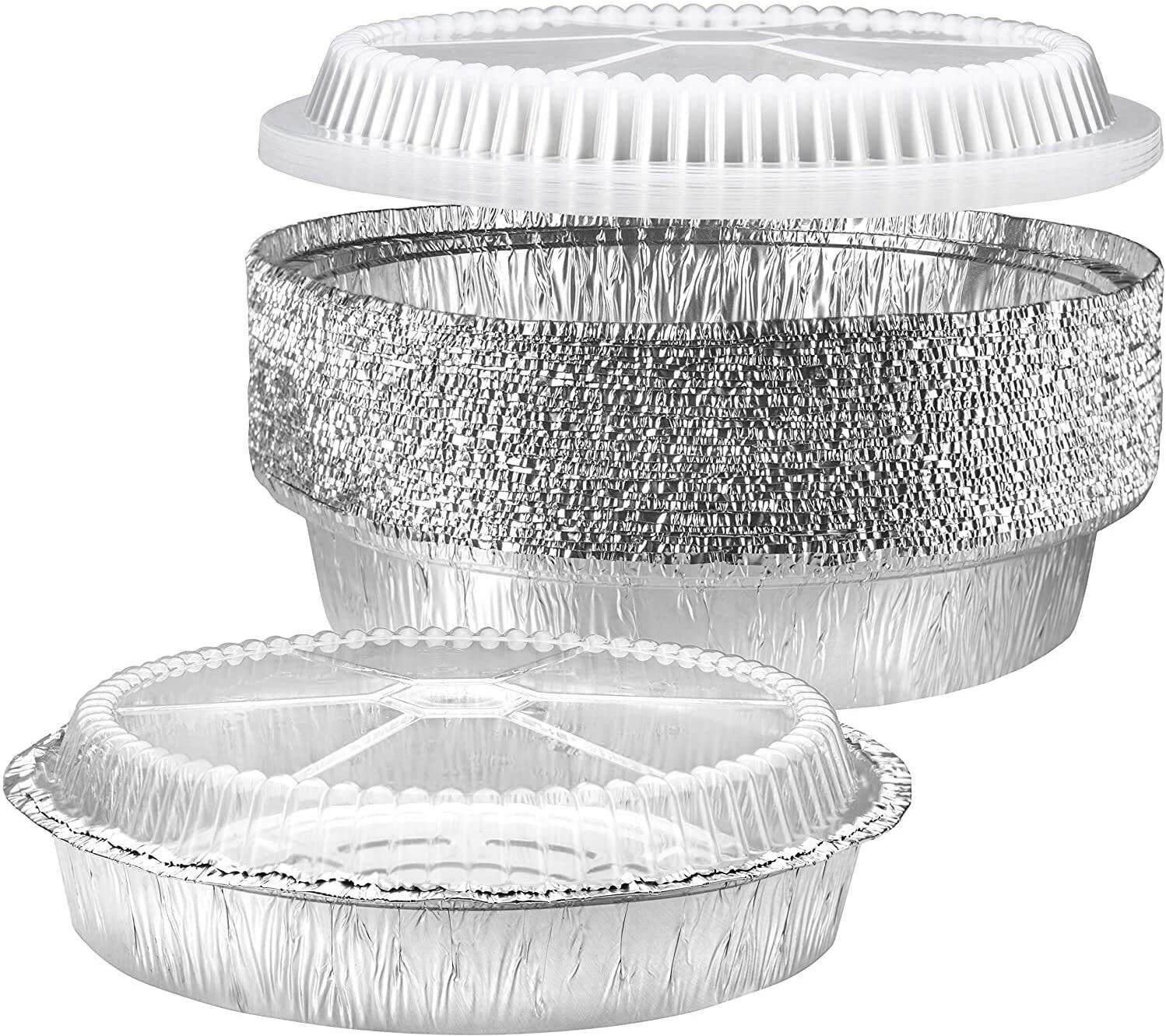 9″ Round Aluminum Foil Pans With Plastic Dome Lids Baking Storage
