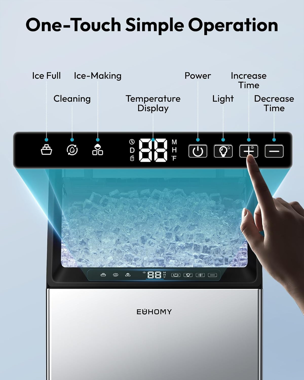 High-Volume Stainless Steel Ice Maker – 120Lbs/24H, 33Lbs Storage