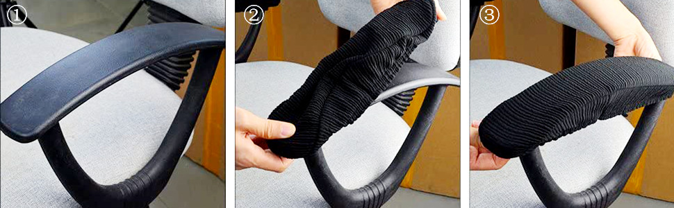 Black Polyester Elastic Stretch Chair Arm Covers, Machine Washable Office Chair