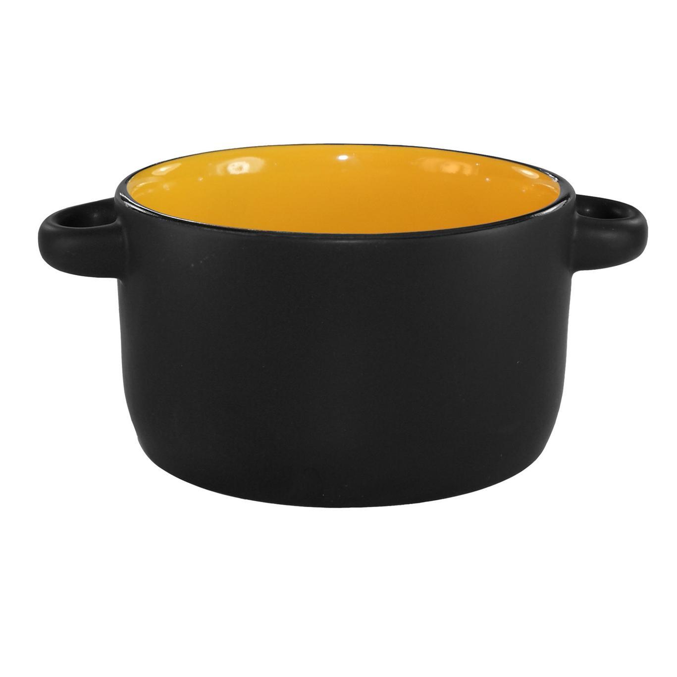 Hilo Black/Yellow 12-1/2 oz Porcelain Bistro Soup Bowl