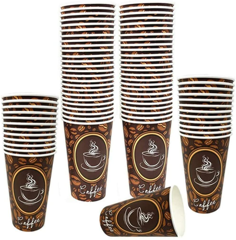 100 Pack 16oz Quality Disposable Paper Hot Coffee Tea Cups – USA SELLER