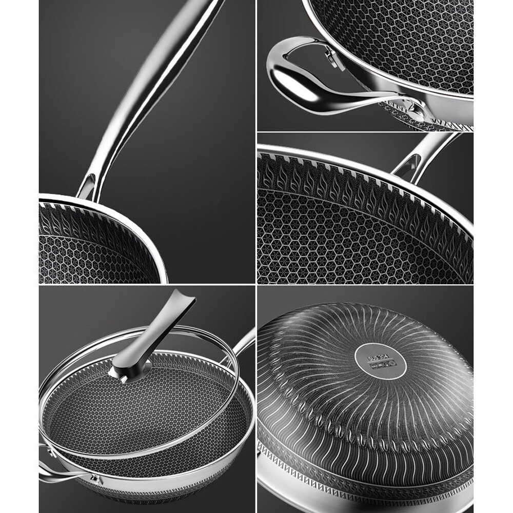 Stainless Steel Wok 316 Grade with Etching and Polishing 34cm Diameter