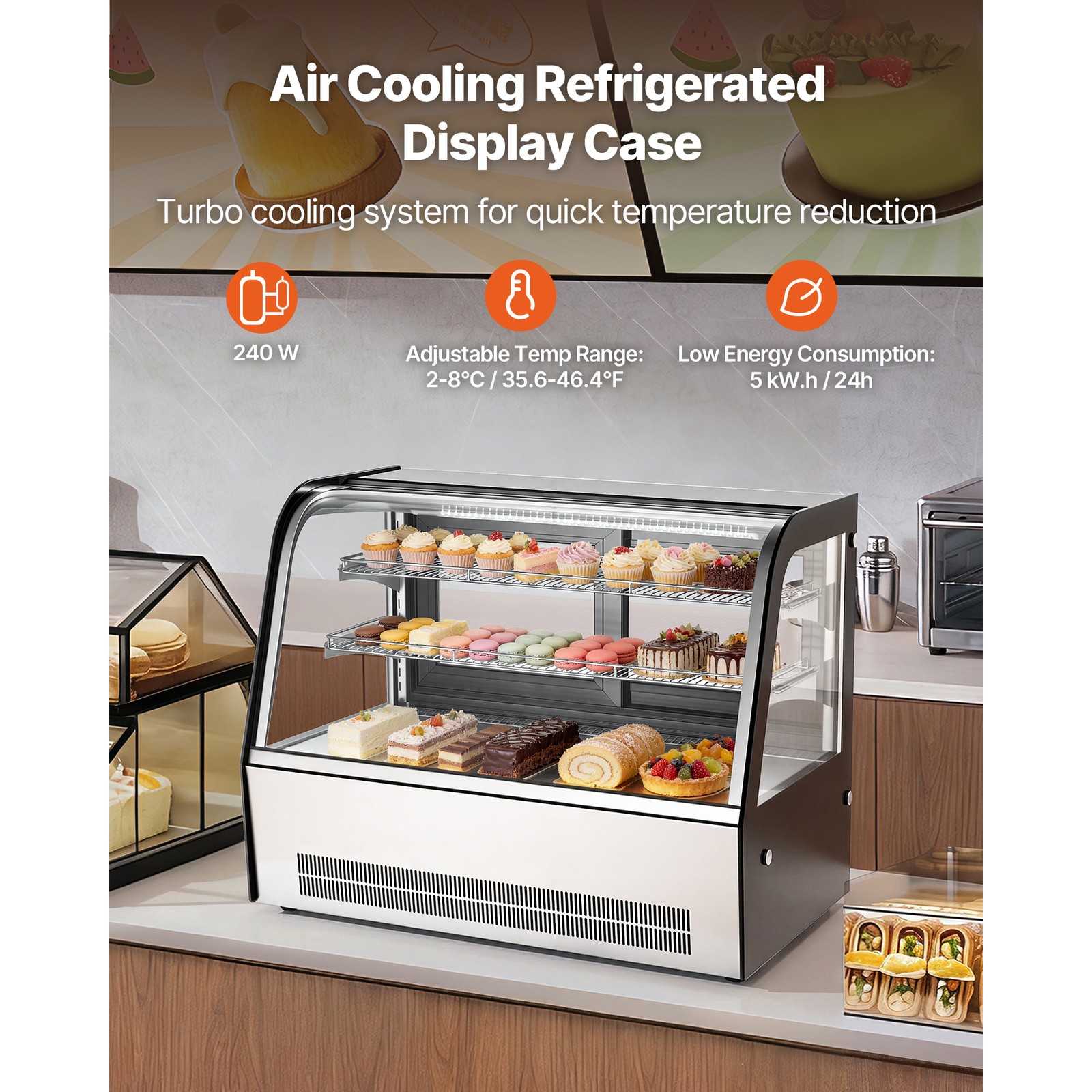 Uimoso 36″ Commercial Refrigerated Display Cooler Case 5 cu ft/145L Two Shelves