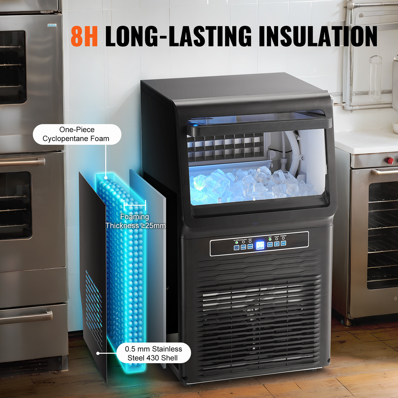 Commercial Ice Maker Freestanding Cabinet Machine 70lbs/24H 36 Ice Cubes