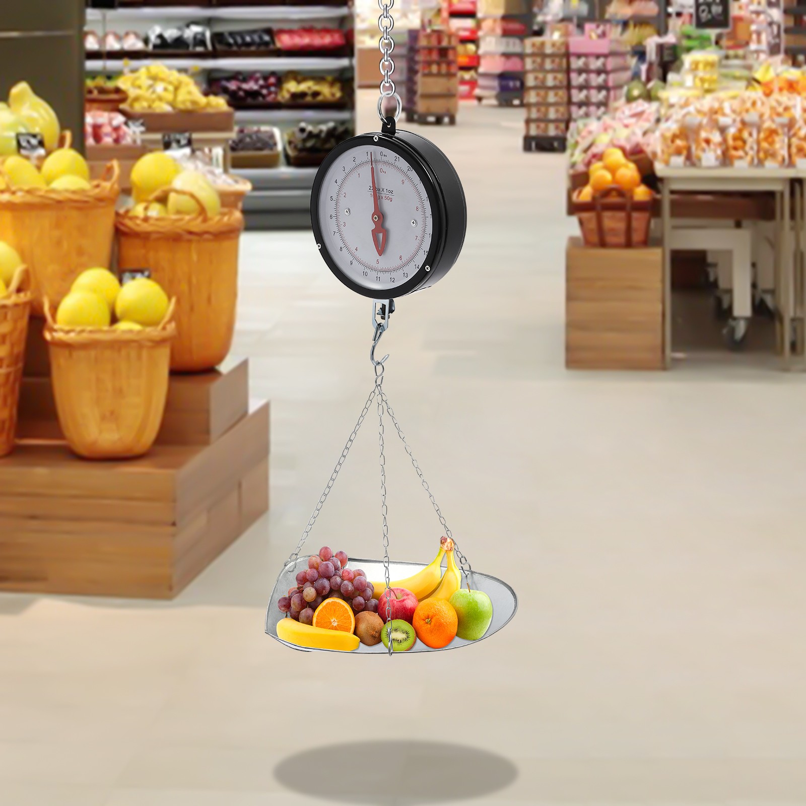 Double-sided Dial Hanging Scale 10kg/22lbs Circular Supermarkets Hanging Scale