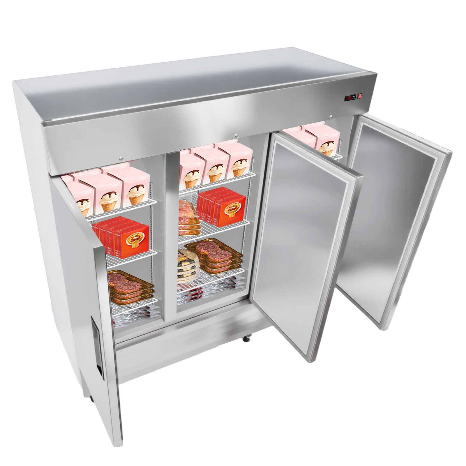 Uimoso Commercial Upright Freezer 69Cu.ft with 3 Doors and 12 Adjustable Shelves