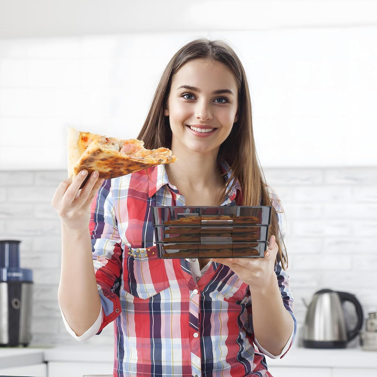 Pizza Storage Container, Expandable Pizza Slice Container, Reusable Pizza Pan Pi