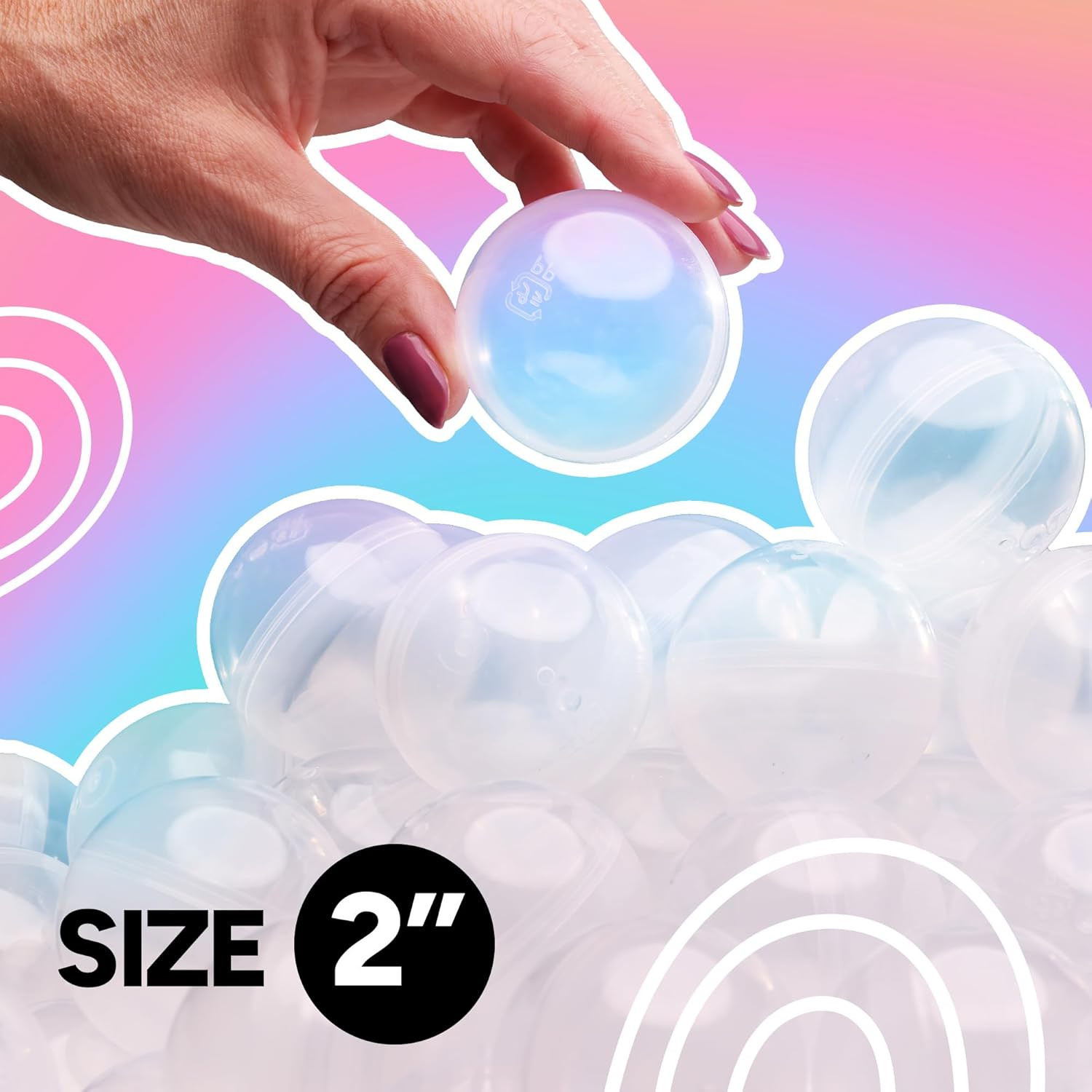 Capsule Vending Machine round 50 Pcs 2 Inch – Gumball Machine Capsules Bulk Clea