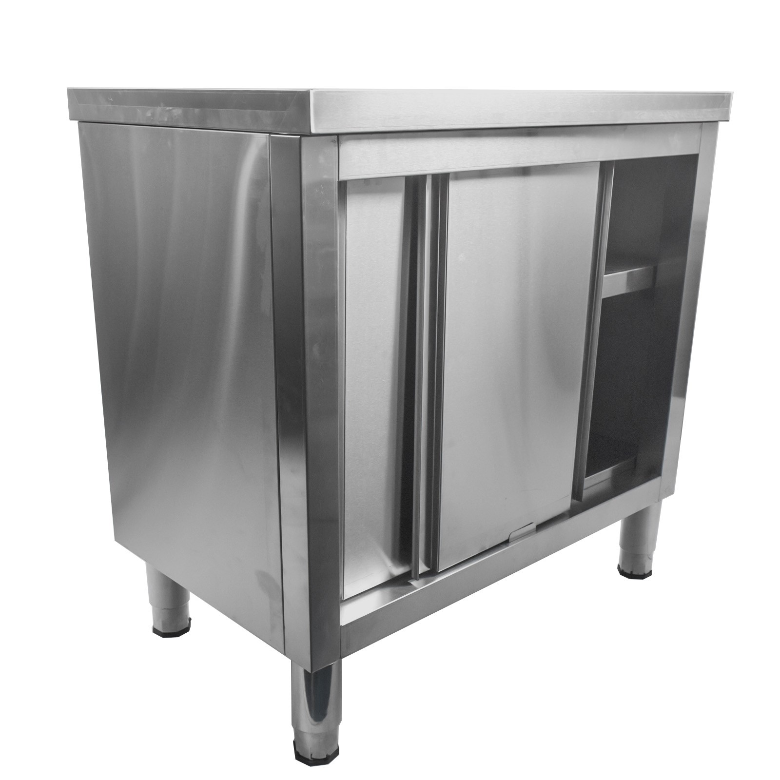 Stainless Steel Work Table with Cabinet Heavy Duty Prep Table Silver for Garage