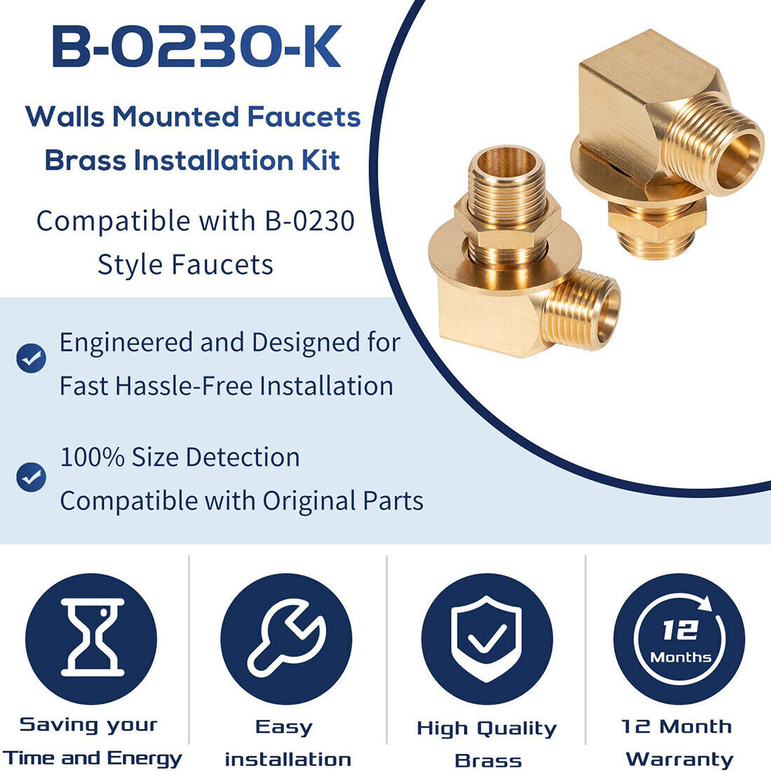 For TS Brass B-0230-K Installation Kit Wall Mount Faucet 1/2″ NPT Short Elbow