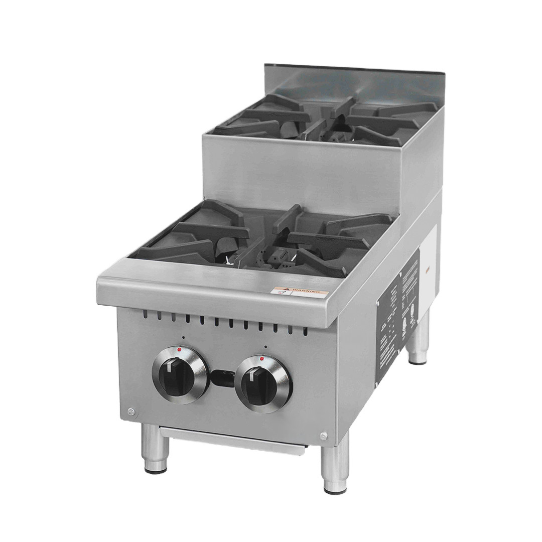 Commercial 2 Burner Countertop Step-Up Hotplate Natural Gas
