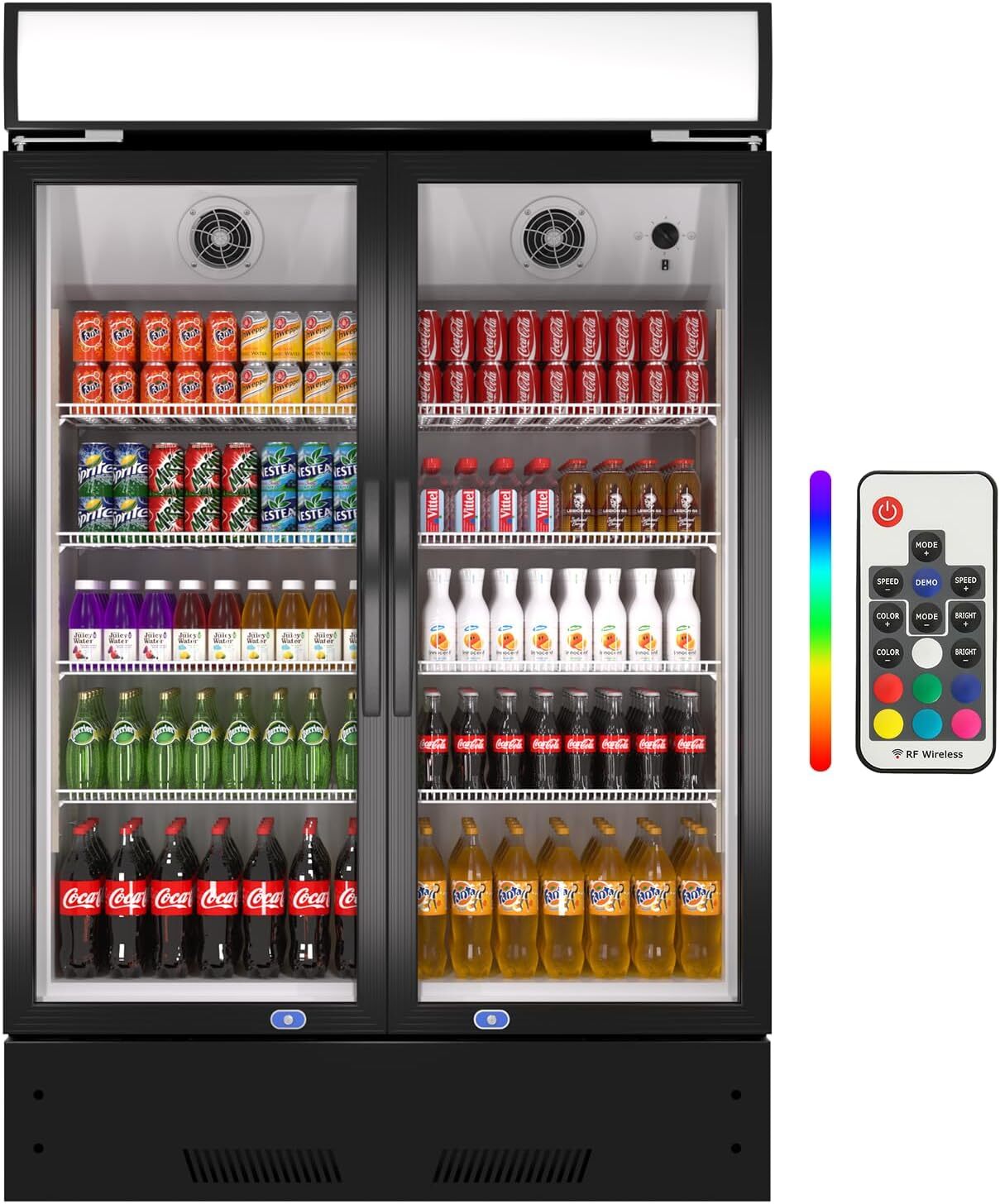 New Commercial Merchandiser Refrigerator Cooler 2 Glass Door Beverage Display