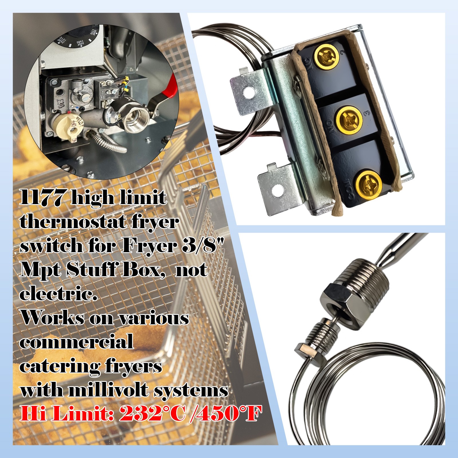 1177 High Limit Fryer Switch LCCM2003000 Replacement For ATOSA 301030005 Gas