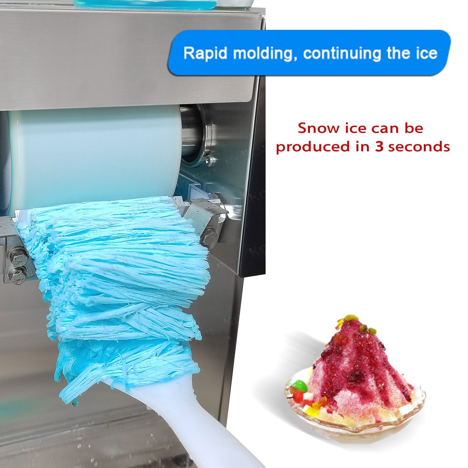 USA Kolice 90kg/Day Snowflake Ice Shaver Machine Snow Cone Machine-Air Cooling