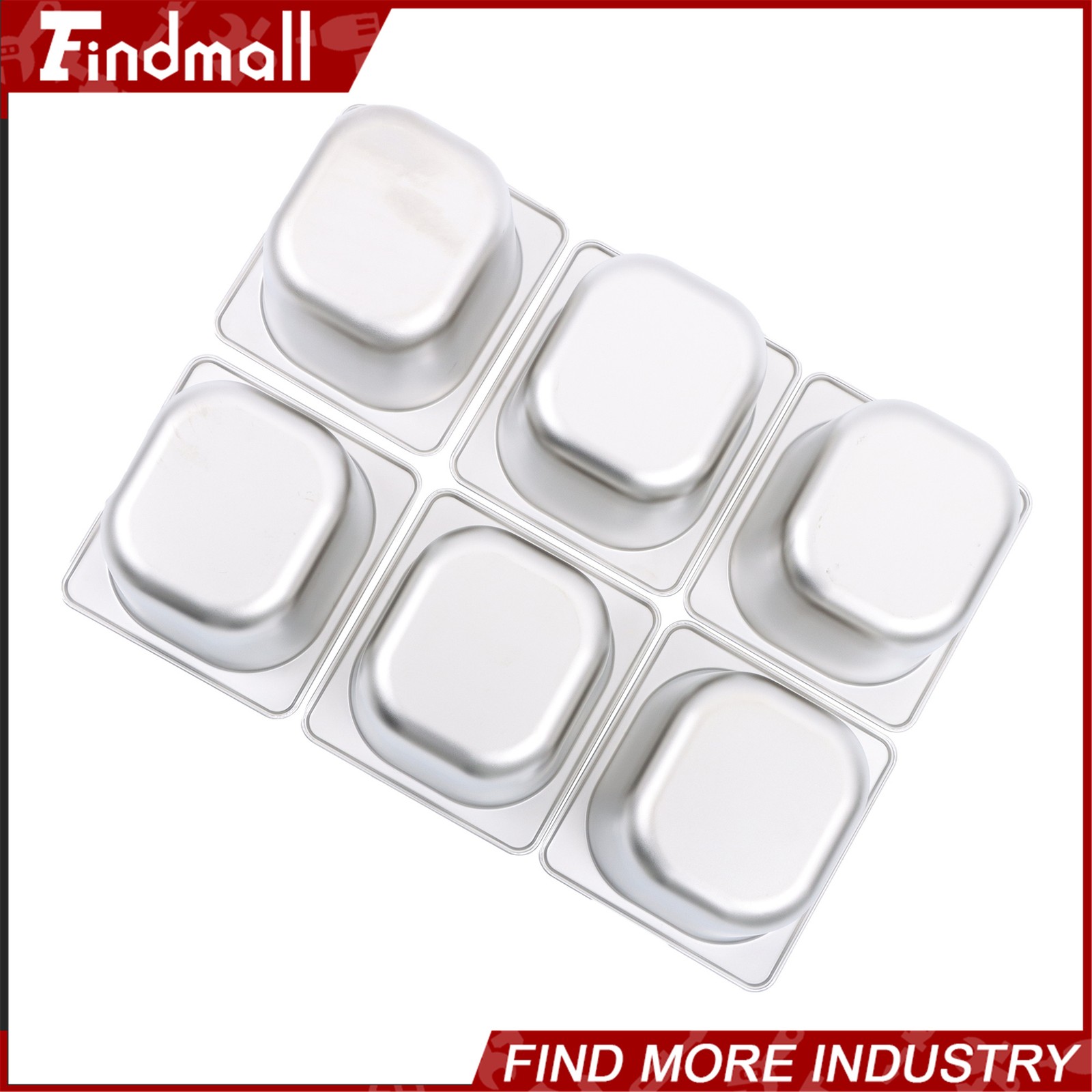 Findmall 6 Pack Set 6″ Deep 1/6 Size Steam Table Pans Hotel Prep Buffet Pan