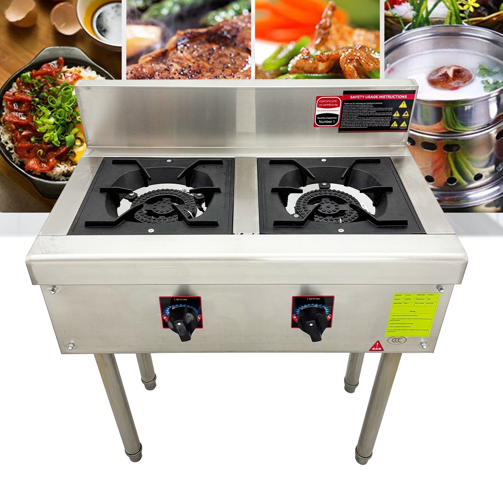 Commercial Floor Model Double Burner Stock Pot Stove Liquefied Gas 4.5kWx2