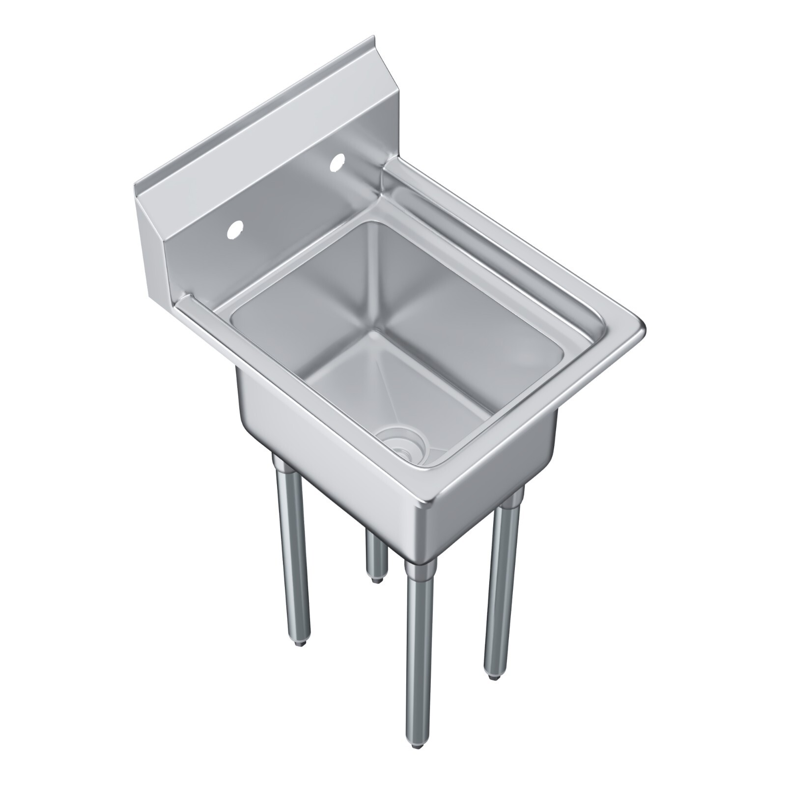 22 in. x 18 in. Stainless Steel One Compartment Sink. 12 in x 16 in x 10in Bowls