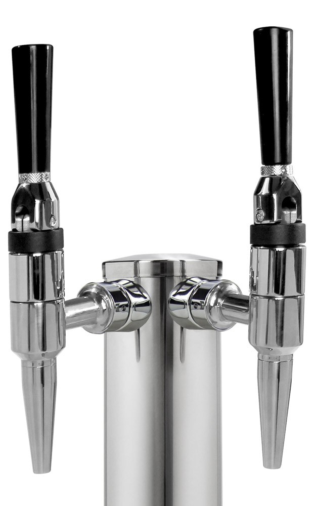 Kegco 14″ Tall Polished Stainless Steel Beer Tower Double Taps Stout Faucets