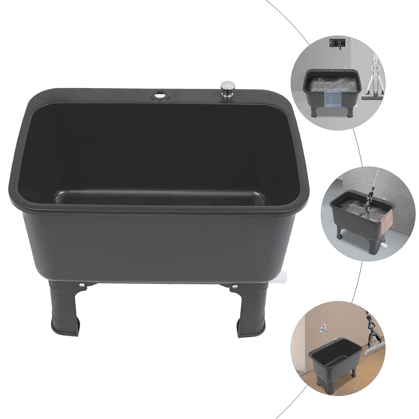 Portable Floor Mop Sink, Large Capacity Mop Bucket Freestanding Utility Mop Sink