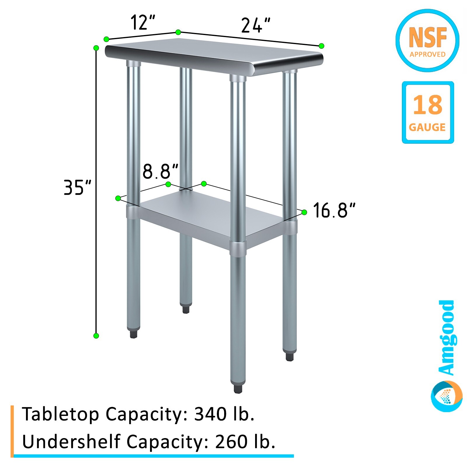 24 in. x 12 in. Stainless Steel Table