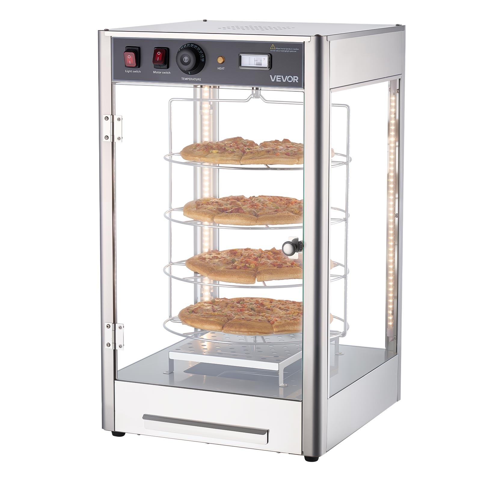 VEVOR Food Warmer Display 14 in Pizza 4-Tier Commercial Pizza Warmer Electric