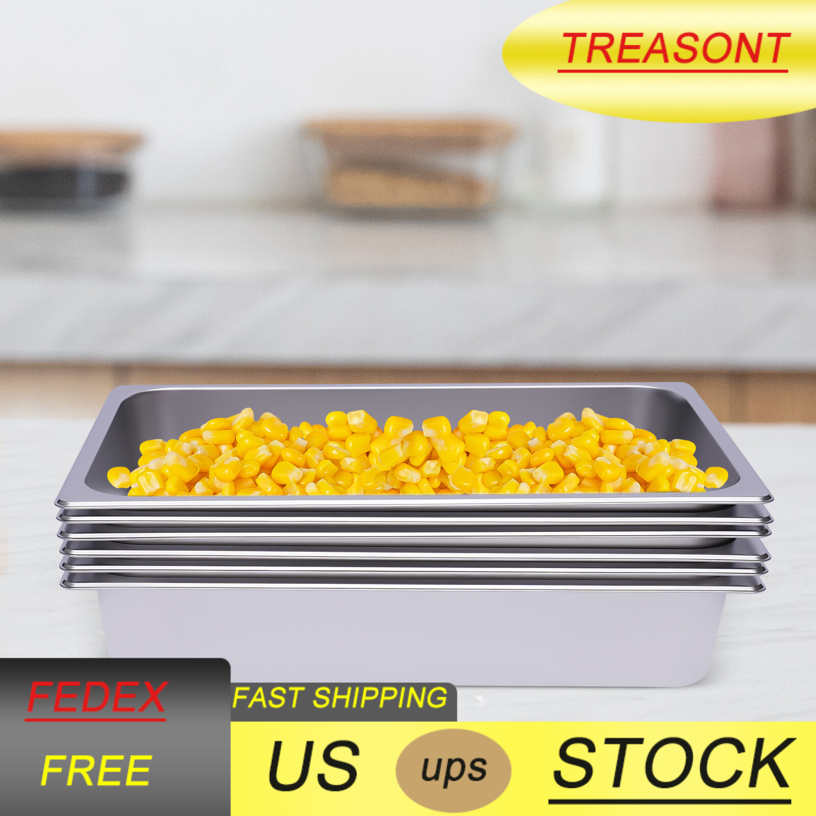 6 PACK Full Size 4″ Deep Steam Table Food Pan Commercial Tray Stainless Steel