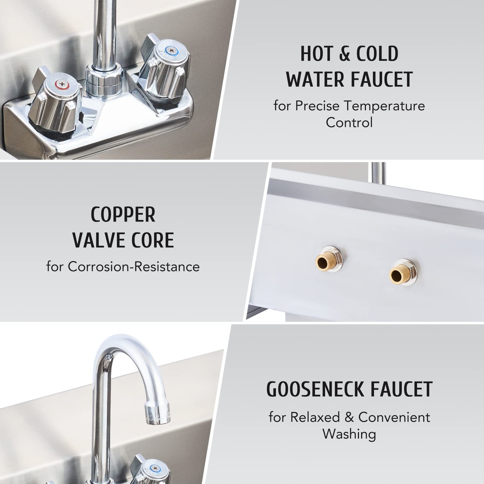 Commercial Hand Sink – NSF Stainless Steel Utility Sink with Gooseneck Faucet