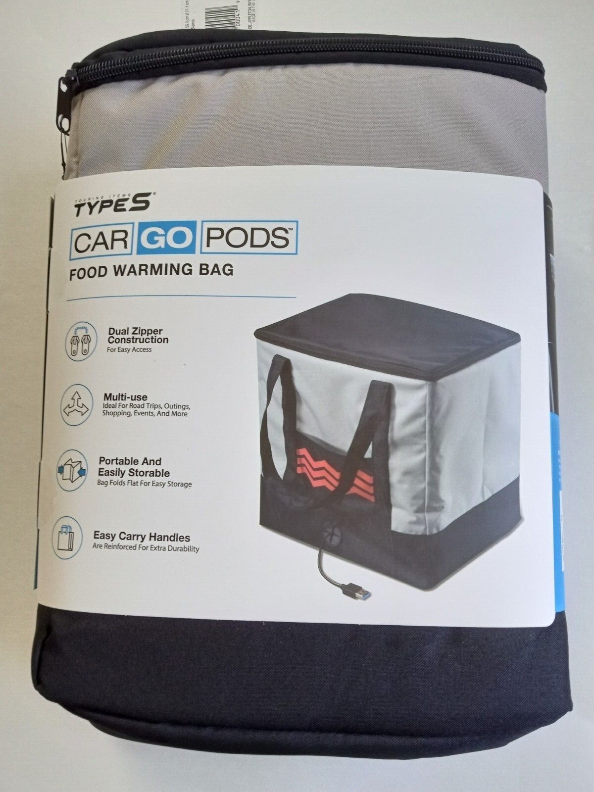 Type S Car Go Pods USB Travel Portable Foldable Food Warming Bag Doordash