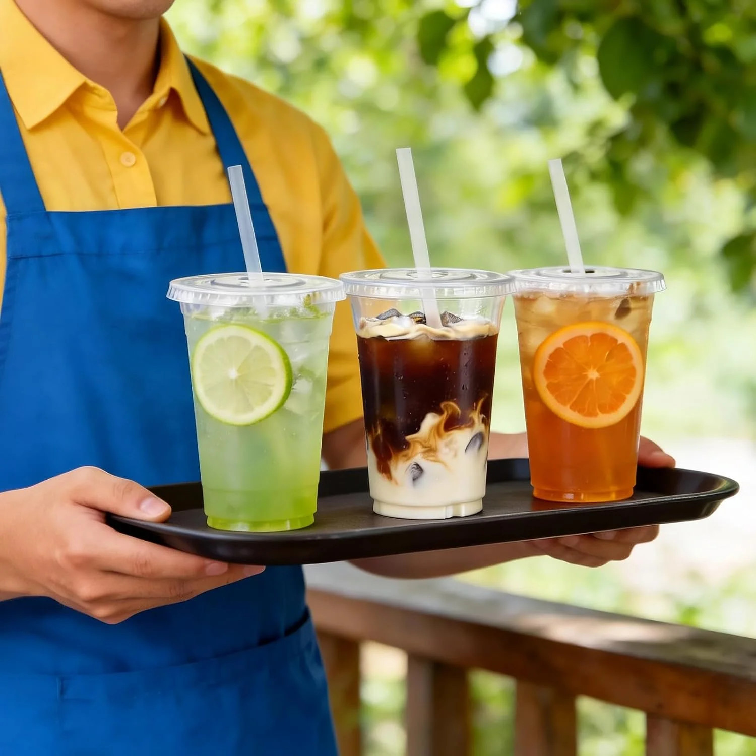 100 Pack 16oz Clear Plastic Cups with Lids & Straws, Leak-Proof Disposable Iced