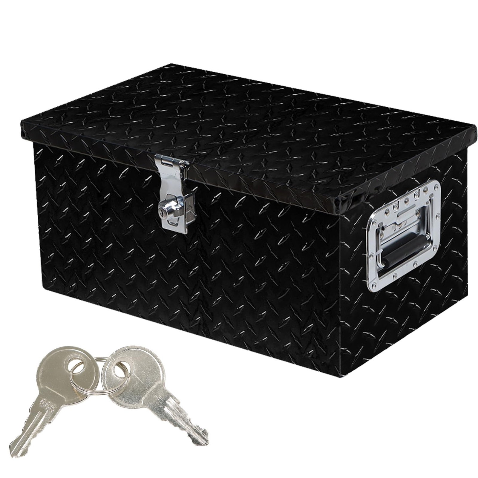 20in Black Aluminum Tool Box Truck Bed RV Trailer Storage with Lock 20x12x9.5in